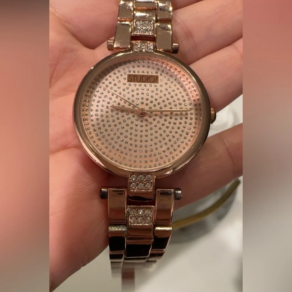 Studio Rose Gold Watch with Crystal Details